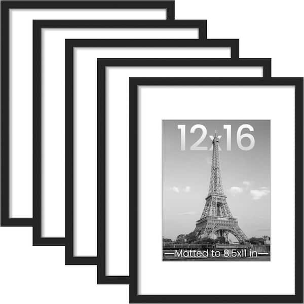 Black 12 x 16 Matted Plastic Hanging Picture Frame (Set of 5)