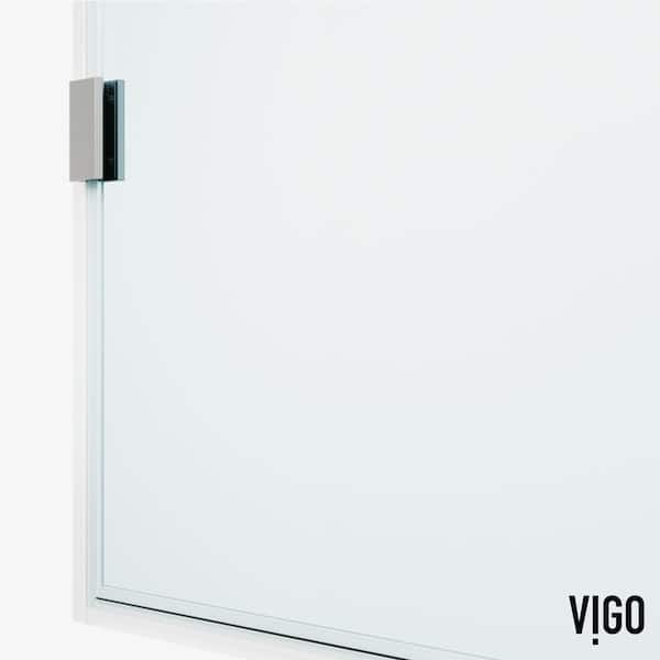 Arden 34 in. W x 78 in. H Frameless Fixed Shower Screen in Stainless Steel with 3/8 in. (10mm) Clear Glass