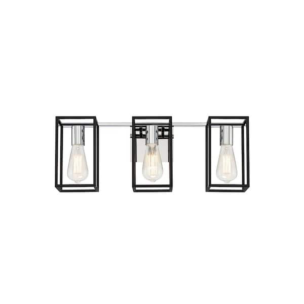 Eurofase Stafford 3-Light Chrome/Black Vanity Light
