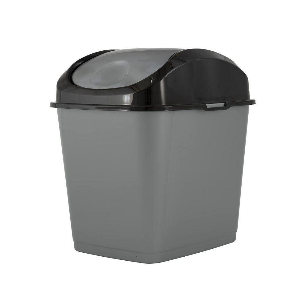 Dracelo 4.7 Gal. Trash Can Wastebasket with Swing Top Lid in Gray B01I8MBCCG The Home Depot