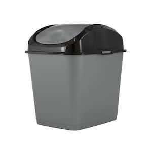 4.7 Gal. Trash Can Wastebasket with Swing Top Lid in Gray
