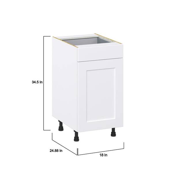Wallace 18 in. W x 34.5 in. H x 24 in. D Painted White Shaker Assembled 2 Waste Bin Pullout and 1-Drawer Kitchen Cabinet