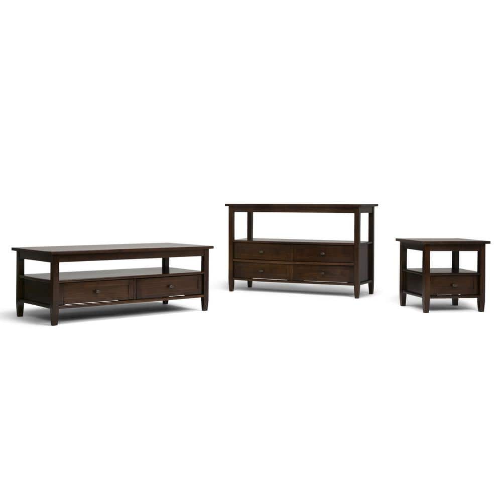 Tobacco Brown Rustic Rectangular Coffee Table with Storage