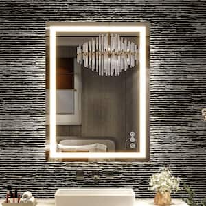 24 in. W x 32 in. H LED Light Anti-Fog Rectangular Modern Frameless White Wall Mirror