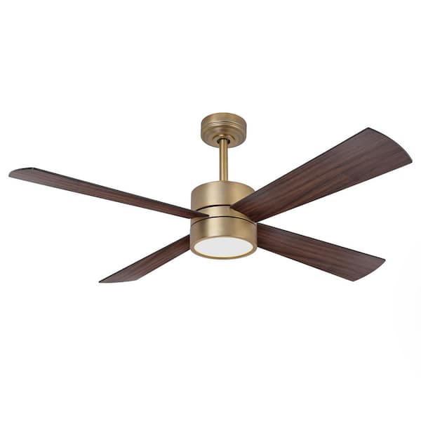 52 in. Indoor Modern Gold Downrod 6-Speed Smart Ceiling Fan with RGB Color LED Light and APP Control/Remote