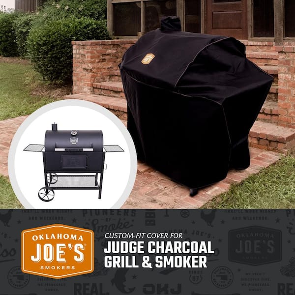 Custom-Fit Rip-Stop Judge Charcoal Charcoal Smoker and Grill Cover in Black