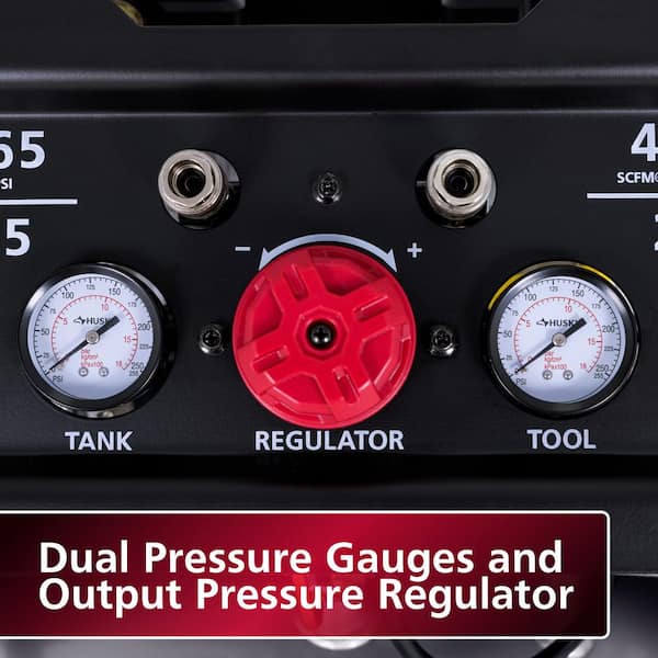 Husky - 20 Gal.165 PSI Vertical Electric Oil-Free Quiet Auto/Workshop Air Compressor with Dual Gauges and 2-Quick Couplers