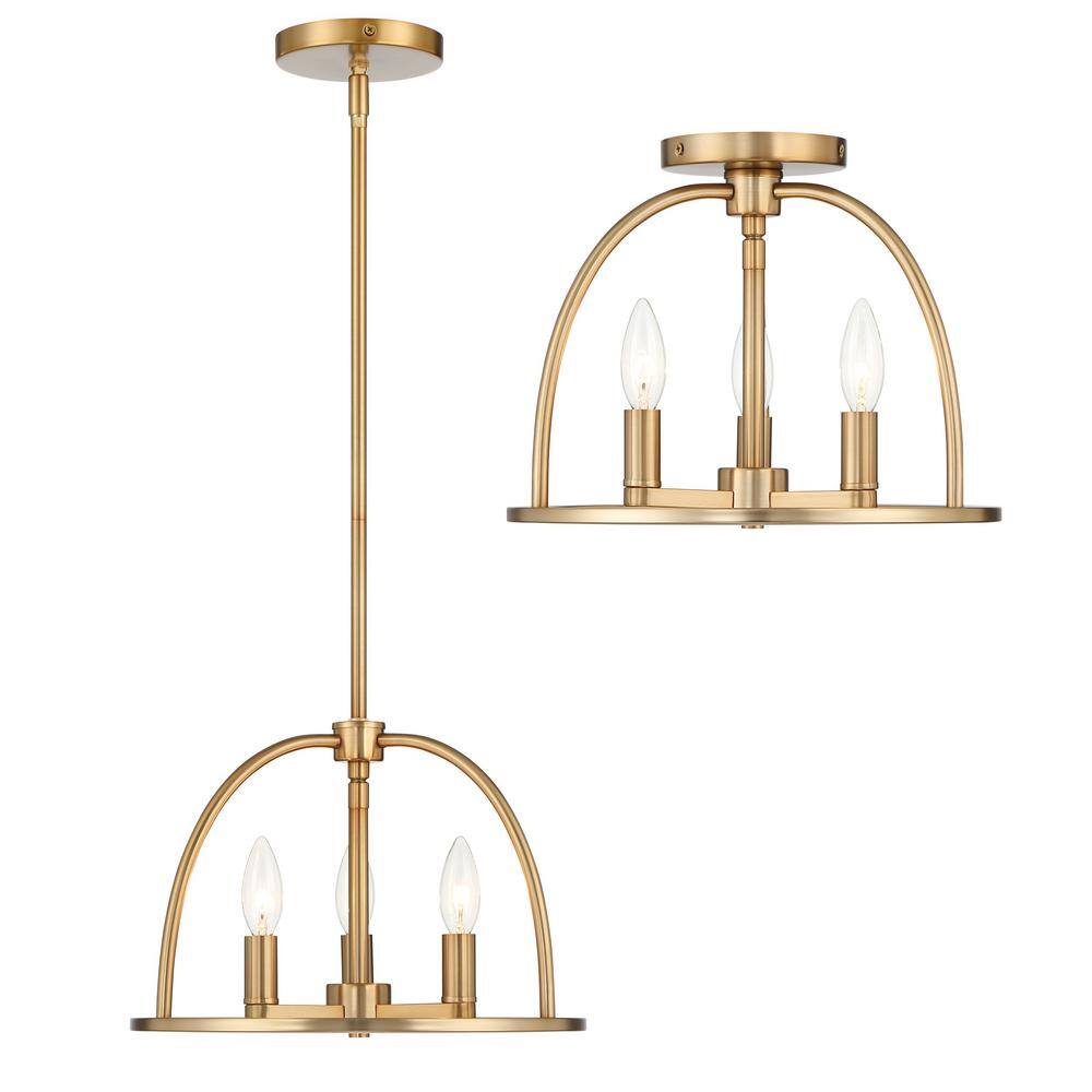 Vibrant Gold 3-Light Crystal LED Flush Mount Ceiling Fixture
