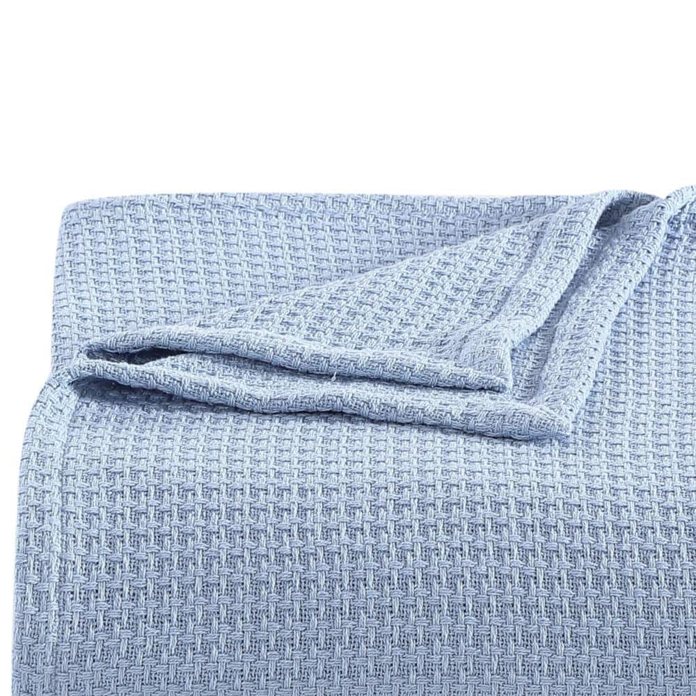 Cozy Coast Blue Cotton Full/Queen Knitted Blanket