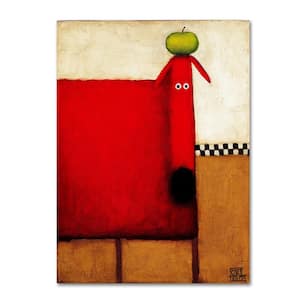 47 in. x 35 in. "Red Dog With Apple" by Daniel Patrick Kessler Printed Canvas Wall Art