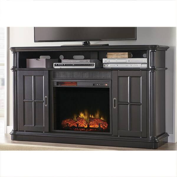 Home Decorators Collection Jamerson Manor 60 in. Media Console Infrared Electric Fireplace in Providence Black