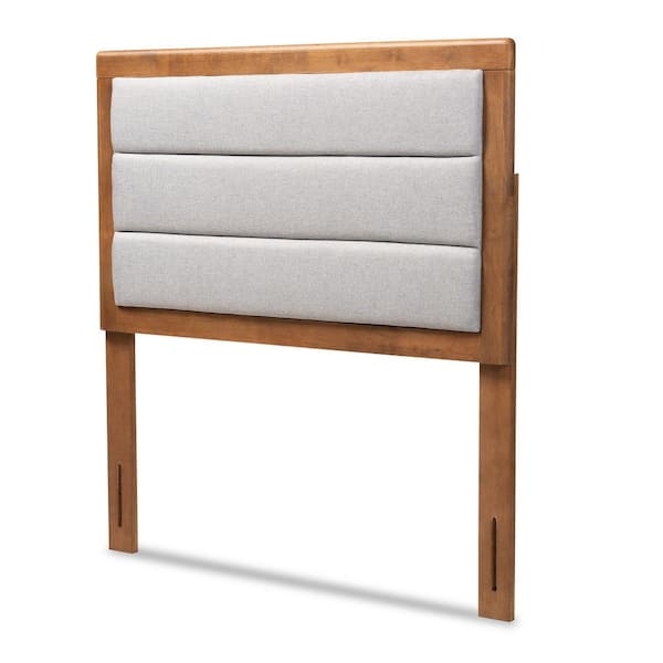 Baxton Studio Dexter Light Grey and Walnut Brown Twin Headboard