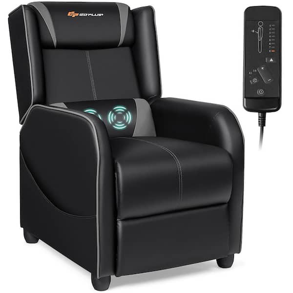Costway Gray PU Adjustable Backrest Massage Chair