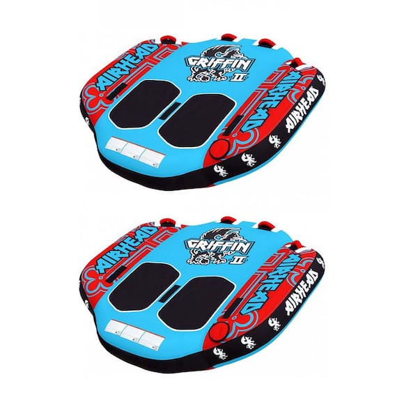 Kwik Tek Airhead Griffin 2 Person Inflatable Winged Water Boating Towable Tube (2-Pack)