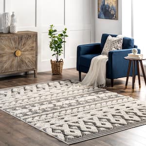 Rebecca High Low Textured Shaggy Gray 8 ft. 10 in. x 12 ft. Area Rug