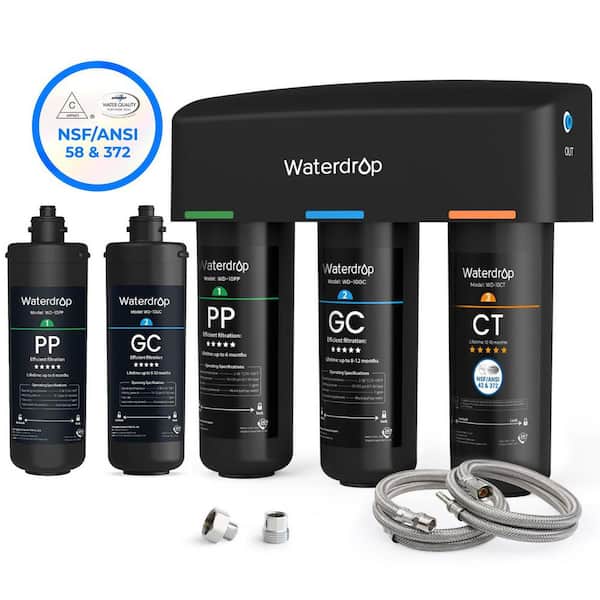 TSA 8 Layer Under Sink Water Filter System, NSF/ANSI 42 Certified Element, Extra 2 Additional Replacement Filters