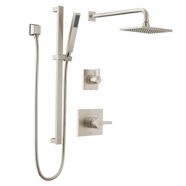 Vero 2-Handle 2-Spray Shower Faucet 1.75 GPM with Hand Shower and Pressure Balance in Stainless