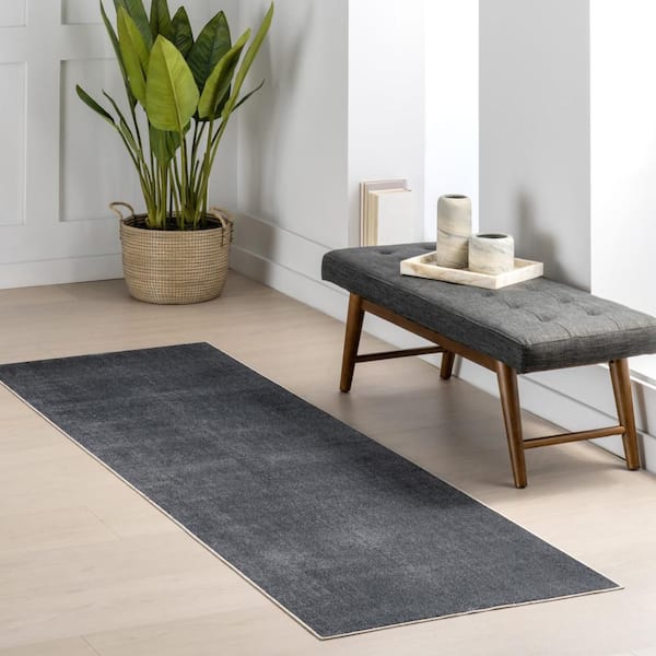 Argelia Solid Machine Washable Area Rug Sage Green 2 ft. x 8 ft. Area Rug