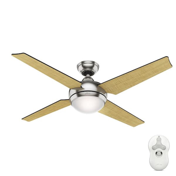 Hunter Sonic 52 in. Indoor Brushed Nickel Ceiling Fan with Light Kit and Universal Remote