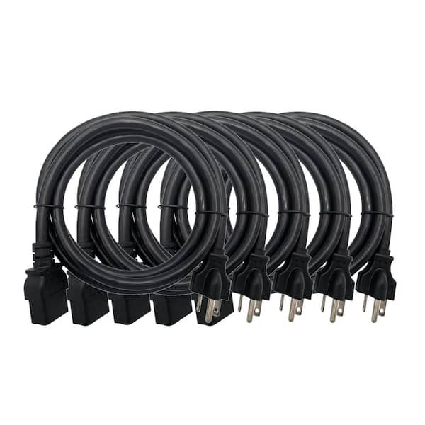 8 ft. 12/3 Heavy-Duty Indoor Power Cord (6-20P to C19) Black 5-Pack