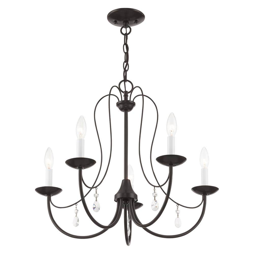 Mirabella English Bronze 5-Light Crystal Chandelier