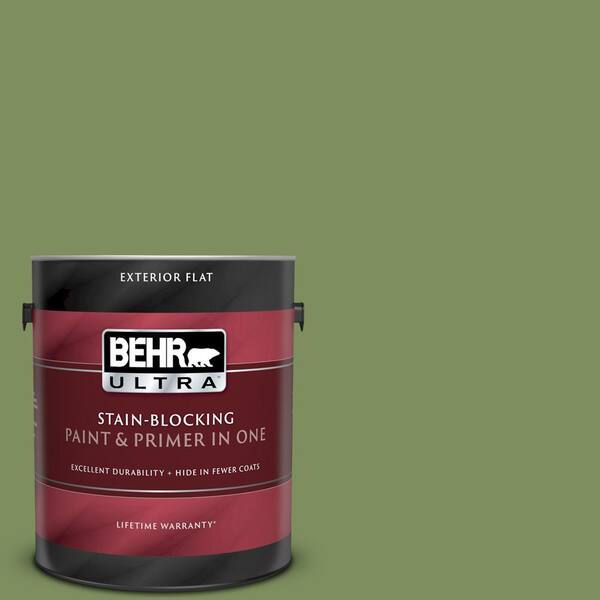 BEHR ULTRA 1 gal. #UL210-17 Green Energy Flat Exterior Paint and Primer in One