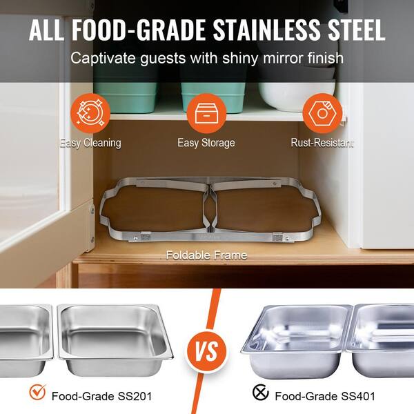 SKYSHALO 6-Pack Chafing Dish Buffet Set 8 Qt. Silver