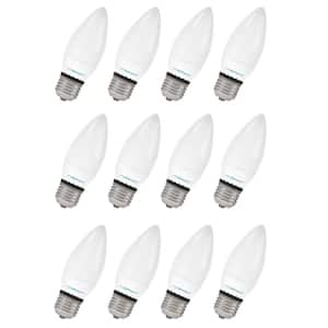 25-Watt Equivalent B11 E26 Frosted LED Candelabra Light Bulb 6000K (12-Pack)