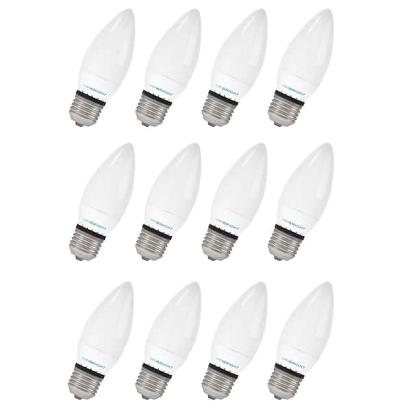 25-Watt Equivalent B11 E26 Frosted LED Candelabra Light Bulb 6000K (12-Pack)