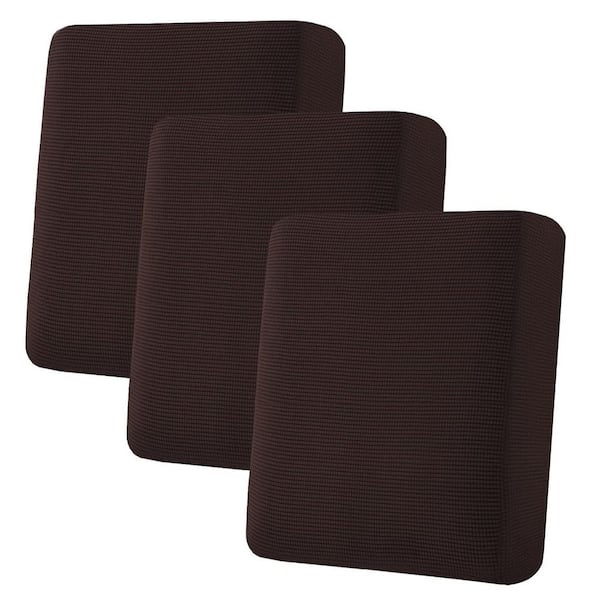 3PCS Super Stretch Cushion Covers Set, Stylish Jacquard Checked Pattern, Washable Slipcover for Sofa Seat Protection