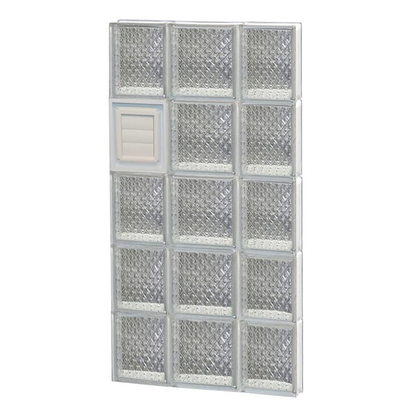 Clearly Secure 19.25 in. x 38.75 in. x 3.125 in. Frameless Diamond Pattern Glass Block Window with Dryer Vent
