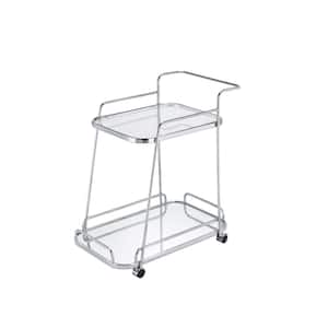 Chrome 2-Tier Kitchen Cart With Rectangular Glass Top