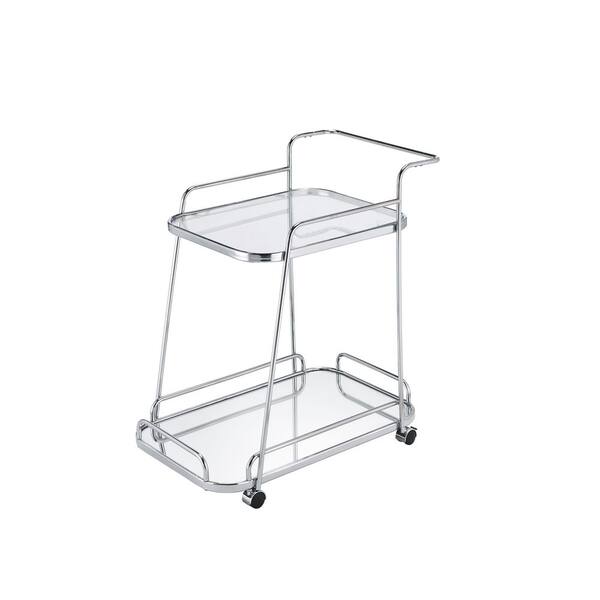 Tileon Chrome 2Tier Kitchen Cart With Rectangular Glass Top AYBSZHD1966 The Home Depot