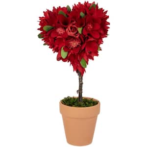 14 .5 in. Artificial Red Mixed Flower Valentine's Day Potted Topiary
