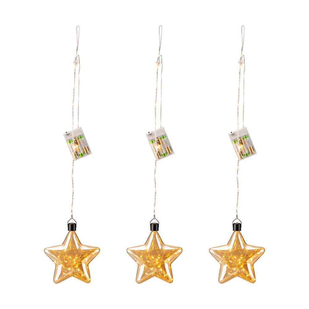 Glitzhome 25.75 in. H Star Warm White Lights Christmas String