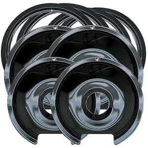 6 in. 2-Small and 8 in. 2-Large Drip Pan and Trim Ring in Porcelain (8-Pack)