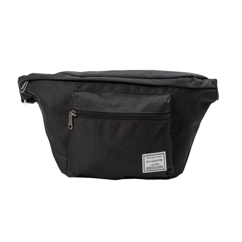 CHAMPS Black Over-sized Canvas Waist-Pack MP-2000-Black - The Home Depot