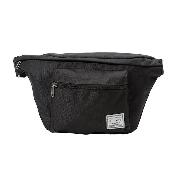CHAMPS Black Over-sized Canvas Waist-Pack MP-2000-Black - The Home Depot