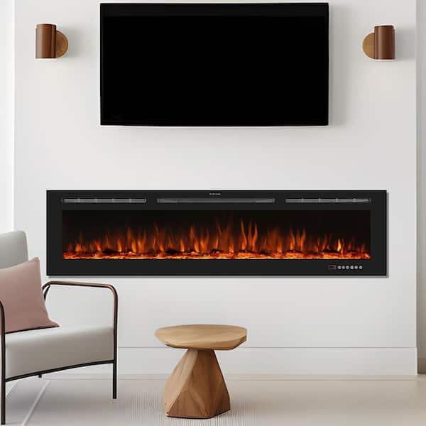 Prismaster ...keeps your home stylish 84 in. Electric Fireplace Insert with Remote and Log Crystal, Black