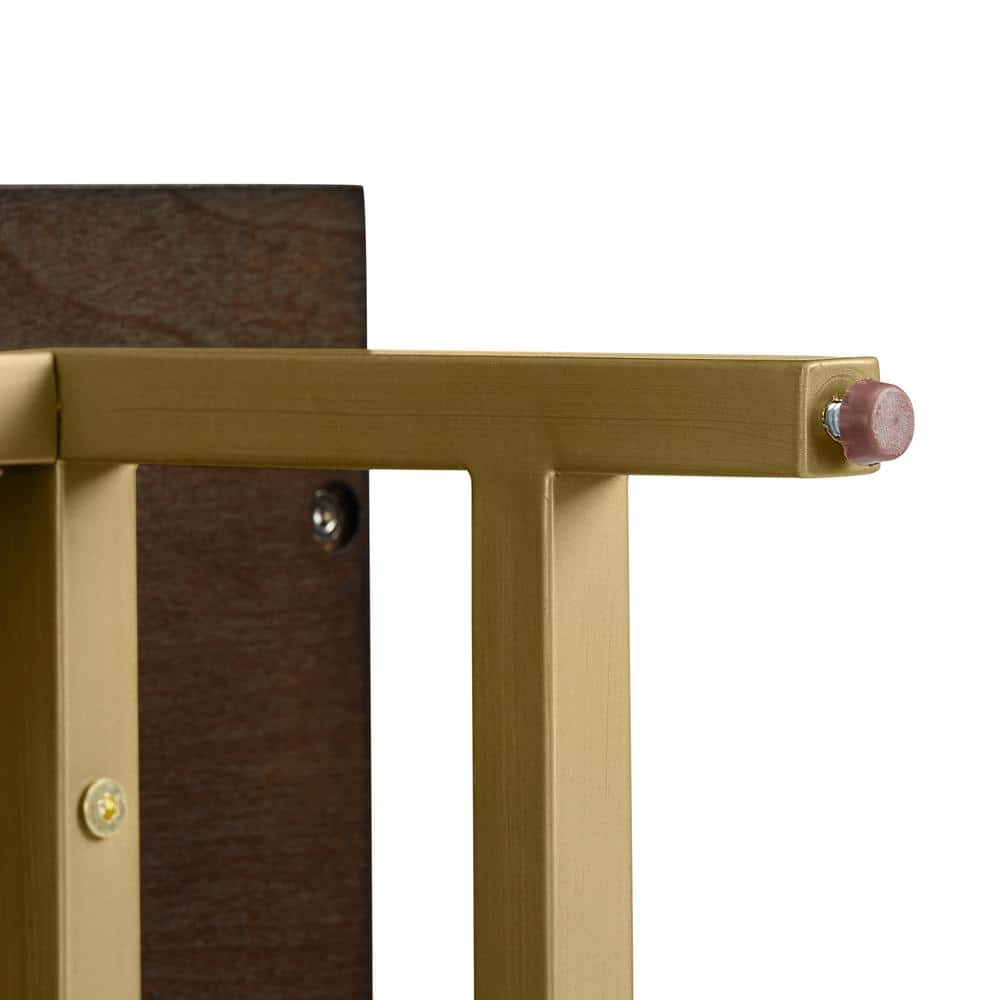 Blair Contemporary Dark Brown and Gold Bar Cabinet with Wine Storage