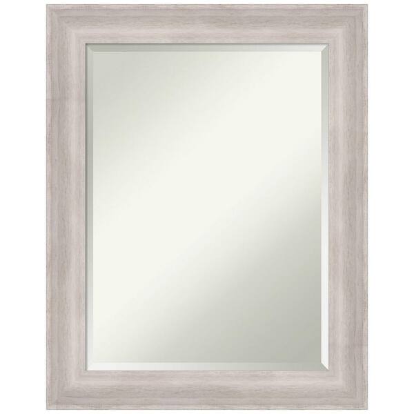 Amanti Art Beachwood Grey 23 in. x 29 in. Beveled Coastal Rectangle Wood Framed Bathroom Wall Mirror in Gray