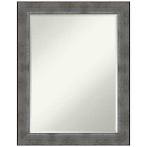 Forged Pewter 28 in. x 22 in. Modern Rectangle Framed Bathroom Vanity Wall Mirror