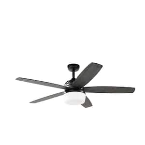 Pueblo 52 in. Indoor Matte Black Ceiling Fan with LED Light and Remote