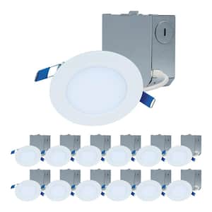 HLBE 4 in. Ultra-Thin Downlight 3000K Fixed CCT New Construction/Remodel Integrated LED Recessed Light Kit 12PK