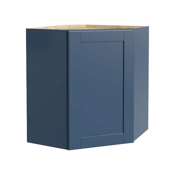 Home Decorators Collection Washington Vessel Blue Plywood Shaker Assembled Diagonal Corner Kitchen Cabinet Soft Close L 24 in W x 12 in D x 30 in H