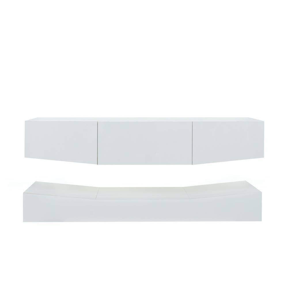 47.24 in. White Wall Mounted TV Stand with 3 Drawer Fits TVs up to 72 in. 
