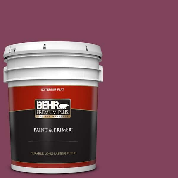 BEHR PREMIUM PLUS 5 gal. Home Decorators Collection #HDC-WR14-12 Cheerful Wine Flat Exterior Paint & Primer