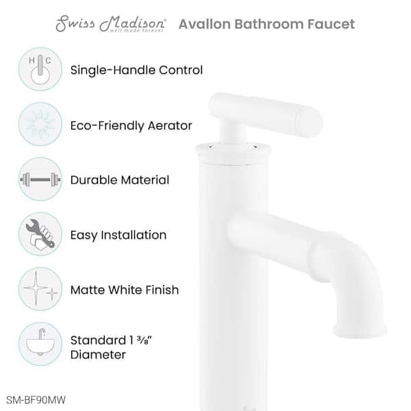 Avallon Single-Handle Single-Hole Bathroom Faucet in Matte White