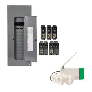 Homeline 200 Amp. 40-Space 80-Circuit Indoor Main Breaker Qwik-Grip Plug-On Neutral Panel, Wiser Energy Monitor