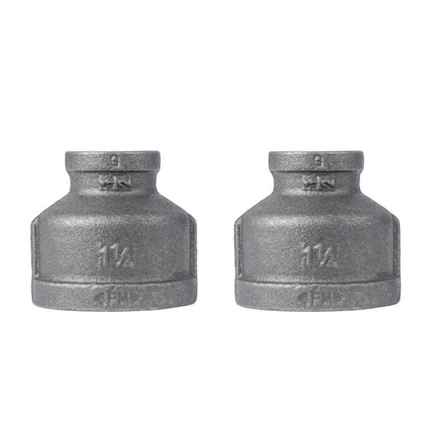 STZ Pipe Decor 1-1/4 in. x 1/2 in. Black Iron Pipe Reducer Coupling (4-Pack)
